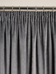 Grey Charcoal Matte Velvet Pencil Pleat Super Thermal Curtains - Image 6 of 8