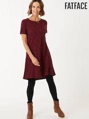 FatFace Red Simone Floral Dot Jersey Dress - Image 1 of 4