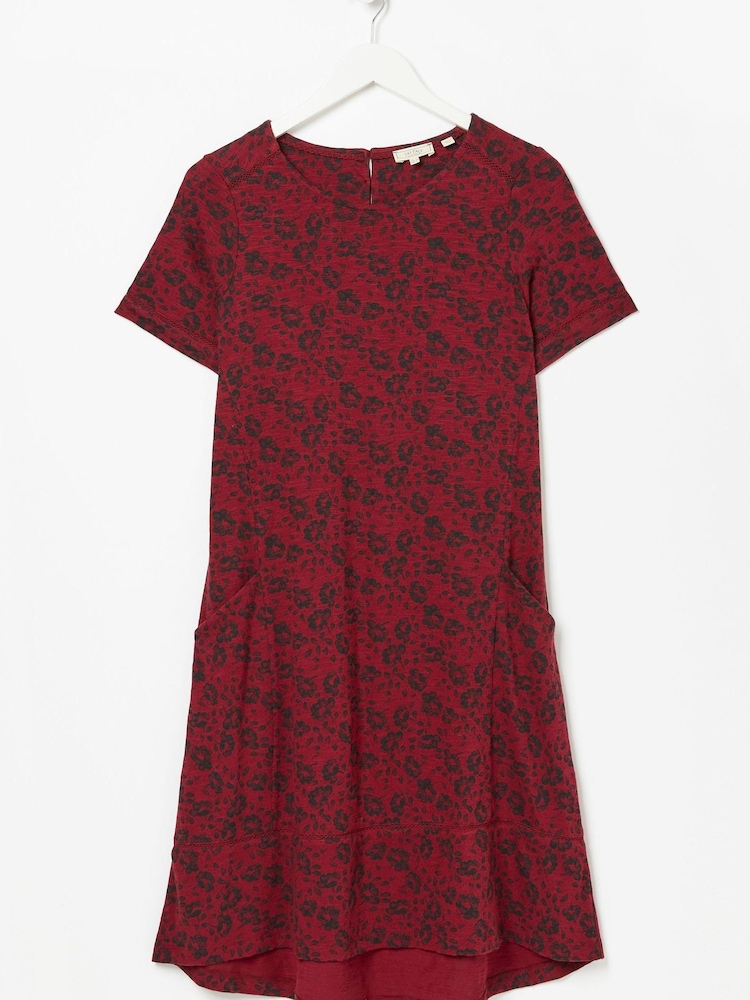 FatFace Red Simone Floral Dot Jersey Dress - Image 4 of 4