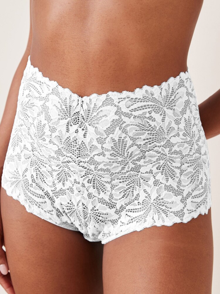 White High Rise Comfort Lace Knickers - Image 1 of 4 White High Rise Comfort Lace Knickers - Image 1 of 4
