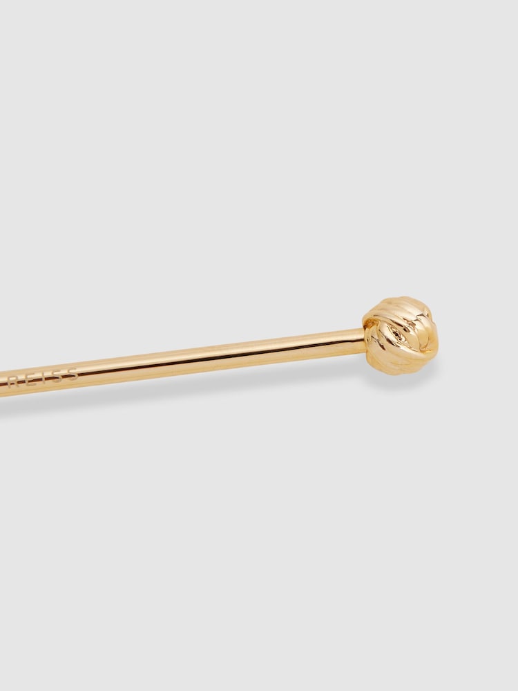 Reiss Gold Callum Knot Tie Bar - Image 4 of 4 Reiss Gold Callum Knot Tie Bar - Image 4 of 4