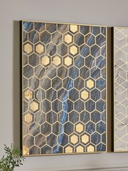 Pacific Black Marble Canvas With Gold Geo Pattern - Image 1 of 4