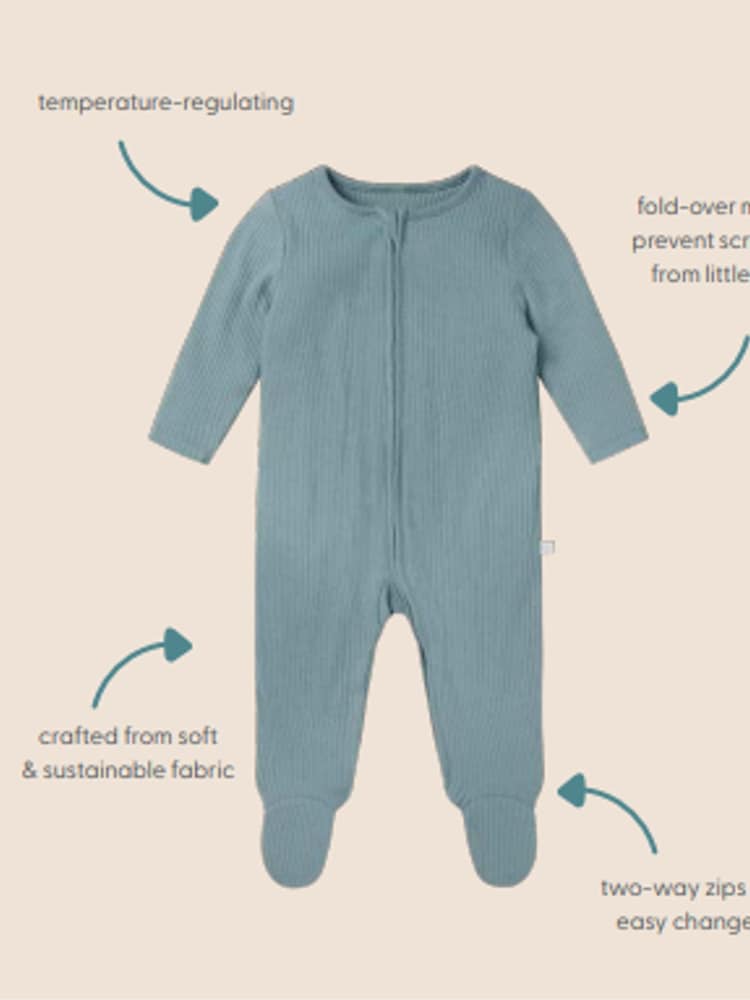 MORI Organic Cotton & Bamboo 2 Way Zip Up Sleepsuit - Image 5 of 5