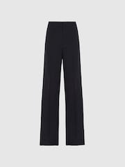 Reiss Navy Iria Wool Blend Wide Leg Trousers - Image 2 of 6