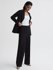 Reiss Navy Iria Wool Blend Wide Leg Trousers - Image 3 of 6
