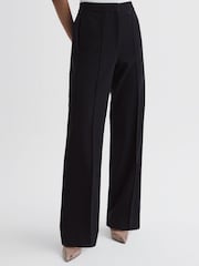 Reiss Navy Iria Wool Blend Wide Leg Trousers - Image 4 of 6