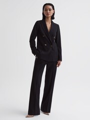 Reiss Navy Iria Wool Blend Wide Leg Trousers - Image 5 of 6