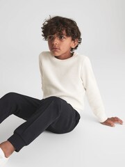 Reiss White Brookes Senior Stitch Interest Crew Neck Jumper - Image 1 of 9