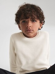 Reiss White Brookes Senior Stitch Interest Crew Neck Jumper - Image 4 of 9