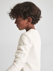 Reiss White Brookes Senior Stitch Interest Crew Neck Jumper - Image 7 of 9