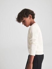Reiss White Brookes Senior Stitch Interest Crew Neck Jumper - Image 8 of 9