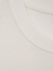 Reiss White Brookes Senior Stitch Interest Crew Neck Jumper - Image 9 of 9