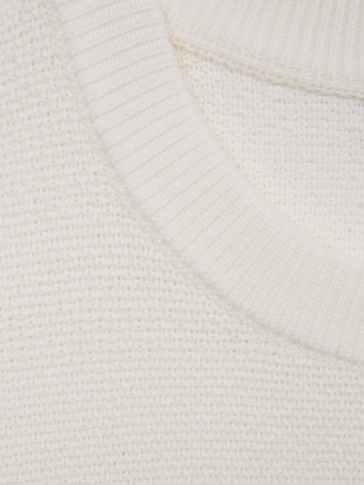 Reiss White Brookes Senior Stitch Interest Crew Neck Jumper - Image 9 of 9