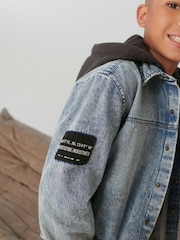 Blue Denim Hooded Overshirt (3-16yrs) - Image 4 of 8