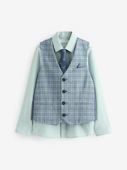 Blue Check Waistcoat, Shirt & Tie Set (12mths-16yrs) - Image 1 of 6