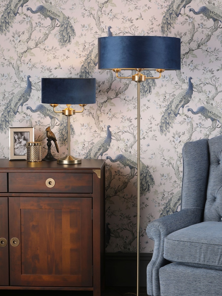 Laura Ashley Navy Sorrento Three light Complete Floor Lamp - Image 1 of 5