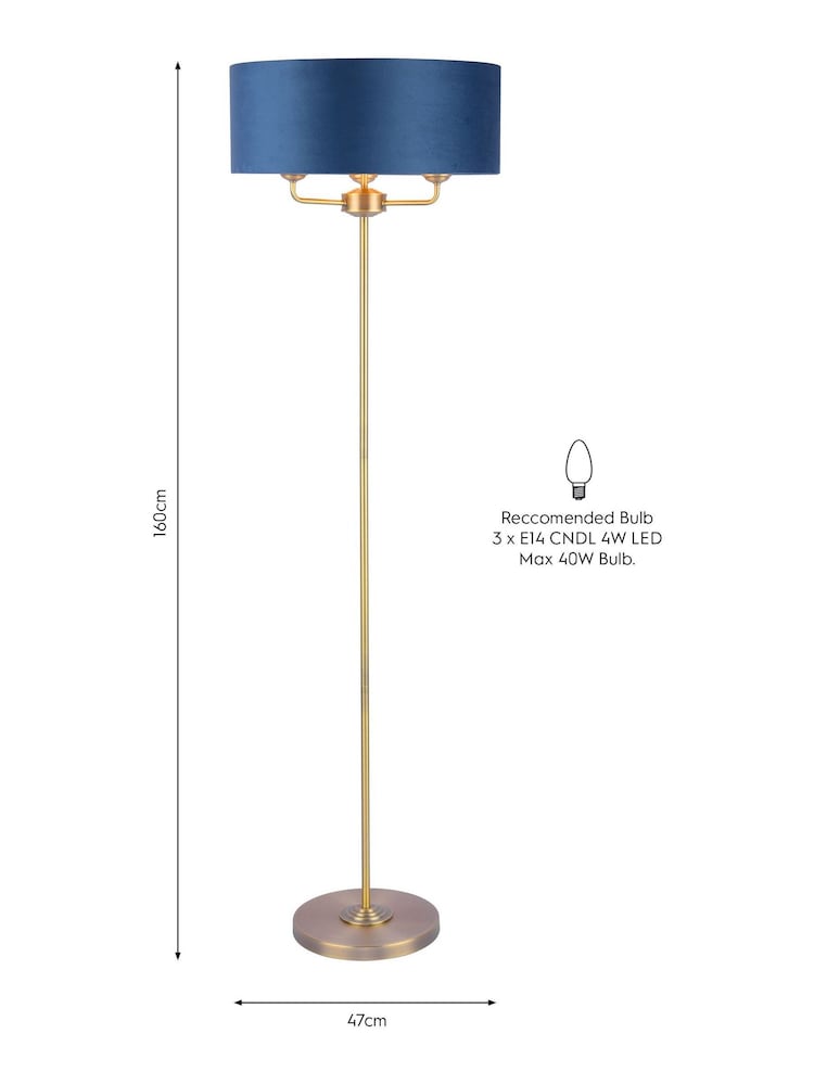 Laura Ashley Navy Sorrento Three light Complete Floor Lamp - Image 5 of 5
