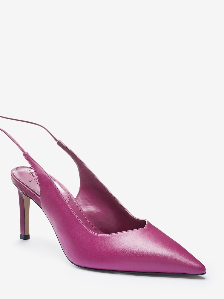 Magenta Pink Signature Forever Comfort® Leather Point Toe Wrap Heel Shoes - Image 4 of 6