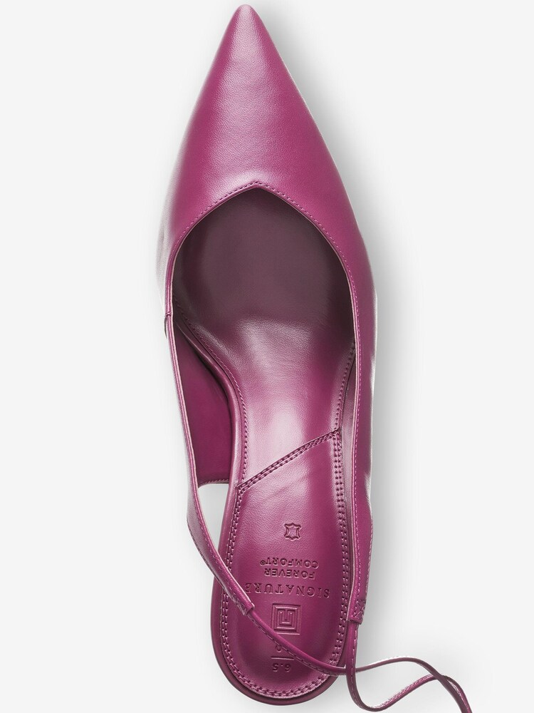 Magenta Pink Signature Forever Comfort® Leather Point Toe Wrap Heel Shoes - Image 5 of 6
