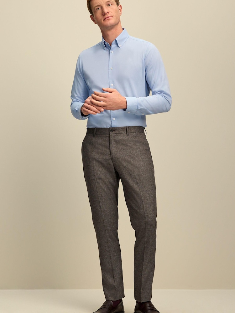 Brown Slim Textured Trousers - Image 2 of 7