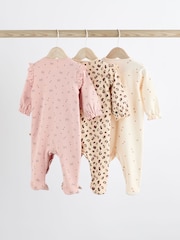 Pink Baby 100% Cotton Sleepsuits 3 Pack with Matching Turban (0mths-2yrs) - Image 2 of 8
