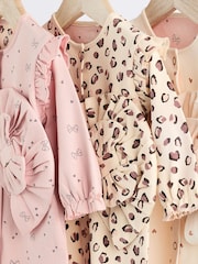 Pink Baby 100% Cotton Sleepsuits 3 Pack with Matching Turban (0mths-2yrs) - Image 3 of 8