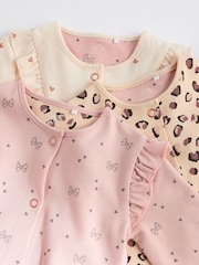 Pink Baby 100% Cotton Sleepsuits 3 Pack with Matching Turban (0mths-2yrs) - Image 4 of 8