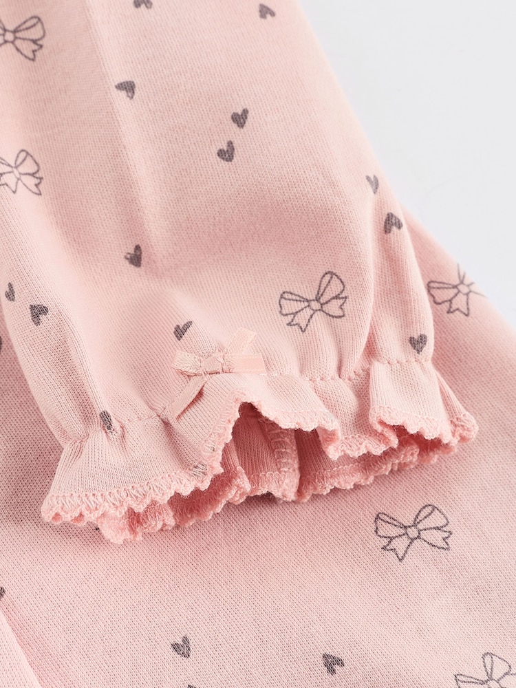 Pink Baby 100% Cotton Sleepsuits 3 Pack with Matching Turban (0mths-2yrs) - Image 8 of 8