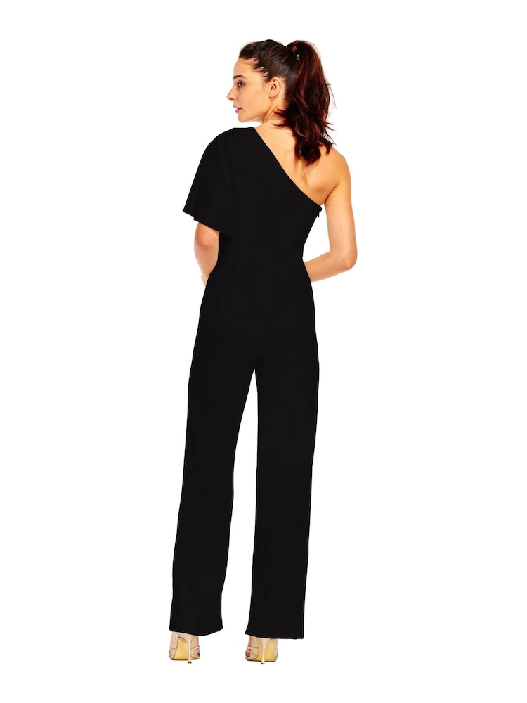 Adrianna Papell Black One Shoulder Jumpsuit - Image 2 of 3 Adrianna Papell Black One Shoulder Jumpsuit - Image 2 of 3