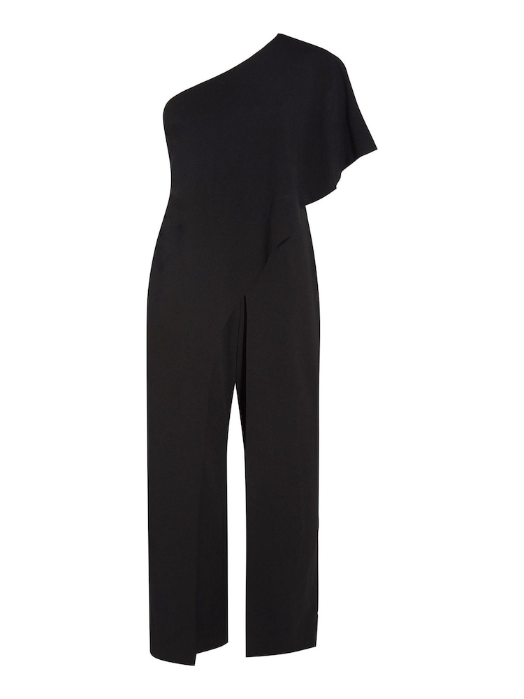 Adrianna Papell Black One Shoulder Jumpsuit - Image 3 of 3 Adrianna Papell Black One Shoulder Jumpsuit - Image 3 of 3