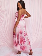 Chi Chi London Pink Cami Floral Print Wrap Midi Dress - Image 2 of 3