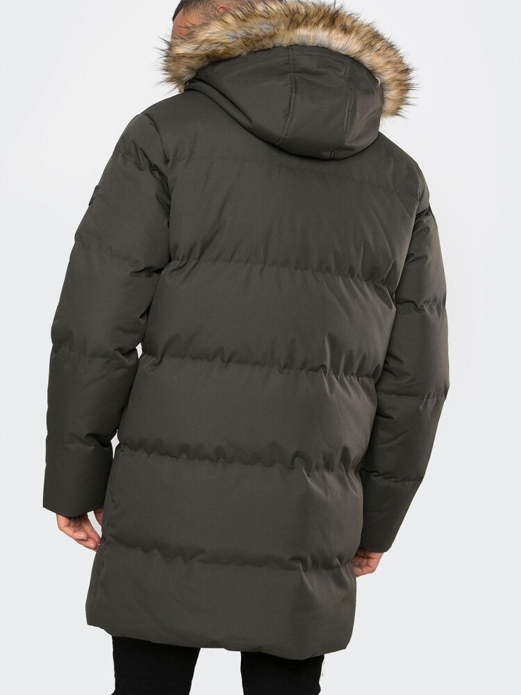 Khakigrün - Threadbare – Spritzwasserabweisender, langer, wattierter Parka mit Kapuze - Bild 2 von 4 Khakigrün - Threadbare – Spritzwasserabweisender, langer, wattierter Parka mit Kapuze - Bild 2 von 4