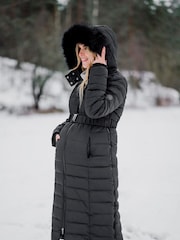 Seraphine Black Extra Long Down Fill Coat - Image 5 of 9