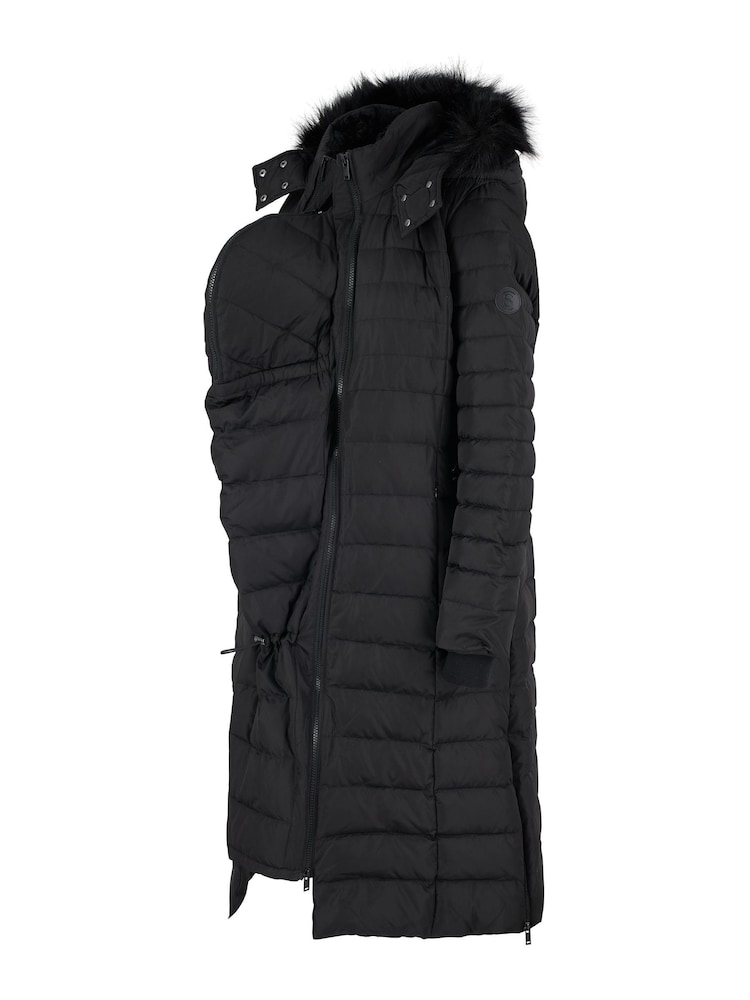 Seraphine Black Extra Long Down Fill Coat - Image 6 of 9