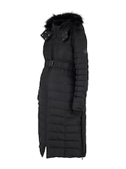 Seraphine Black Extra Long Down Fill Coat - Image 7 of 9
