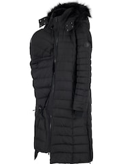 Seraphine Black Extra Long Down Fill Coat - Image 8 of 9