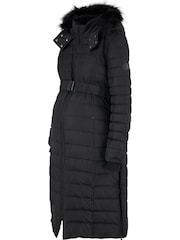 Seraphine Black Extra Long Down Fill Coat - Image 9 of 9