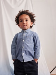 Blue Long Sleeve Chambray Shirt (3mths-12yrs) - Image 1 of 7