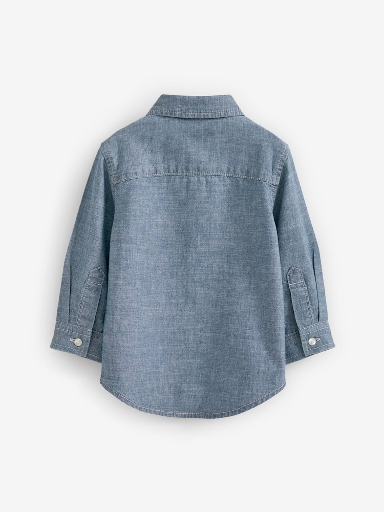 Blue Long Sleeve Chambray Shirt (3mths-12yrs) - Image 7 of 7