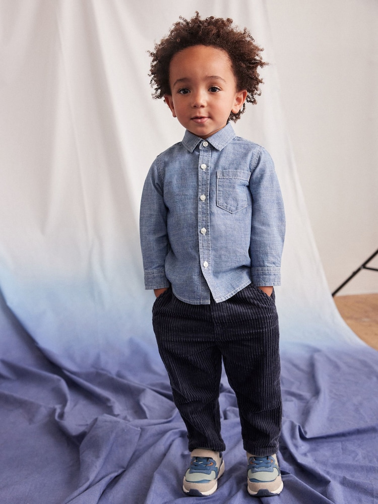 Blue Long Sleeve Chambray Shirt (3mths-12yrs) - Image 2 of 7