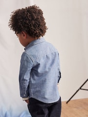 Blue Long Sleeve Chambray Shirt (3mths-12yrs) - Image 4 of 7