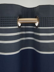Blue Stripe Blackout Thermal Eyelet Curtains - Image 1 of 6