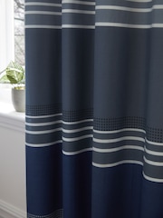 Blue Stripe Blackout Thermal Eyelet Curtains - Image 5 of 6