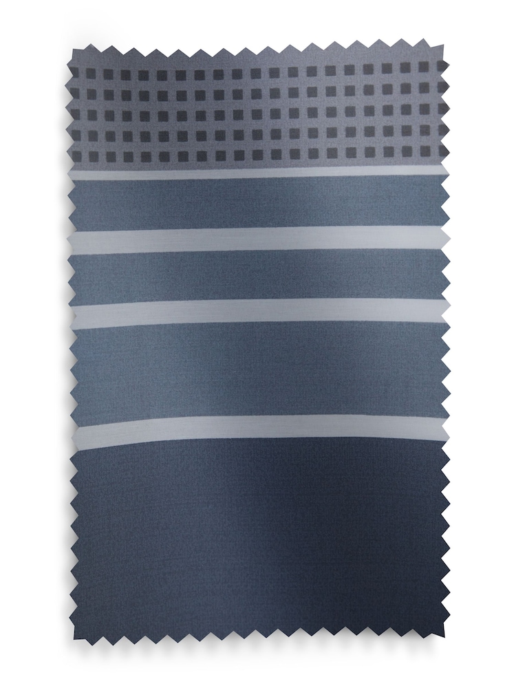 Blue Stripe Blackout Thermal Eyelet Curtains - Image 6 of 6