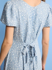 Blue Ditsy Floral Print TENCEL™ Tie Back Cropped Jumpsuit - Image 3 of 5