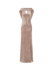 Hot Squash Cream Cowl Back Maxi Velvet Dress - Image 3 of 3