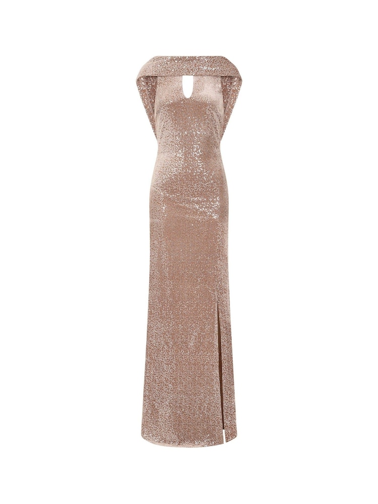 Hot Squash Cream Cowl Back Maxi Velvet Dress - Image 3 of 3