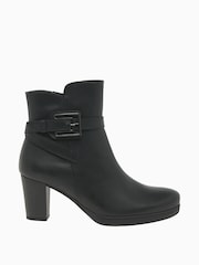 Gabor Wide Fit Vaad Black Leather Ankle Boots - Image 1 of 5