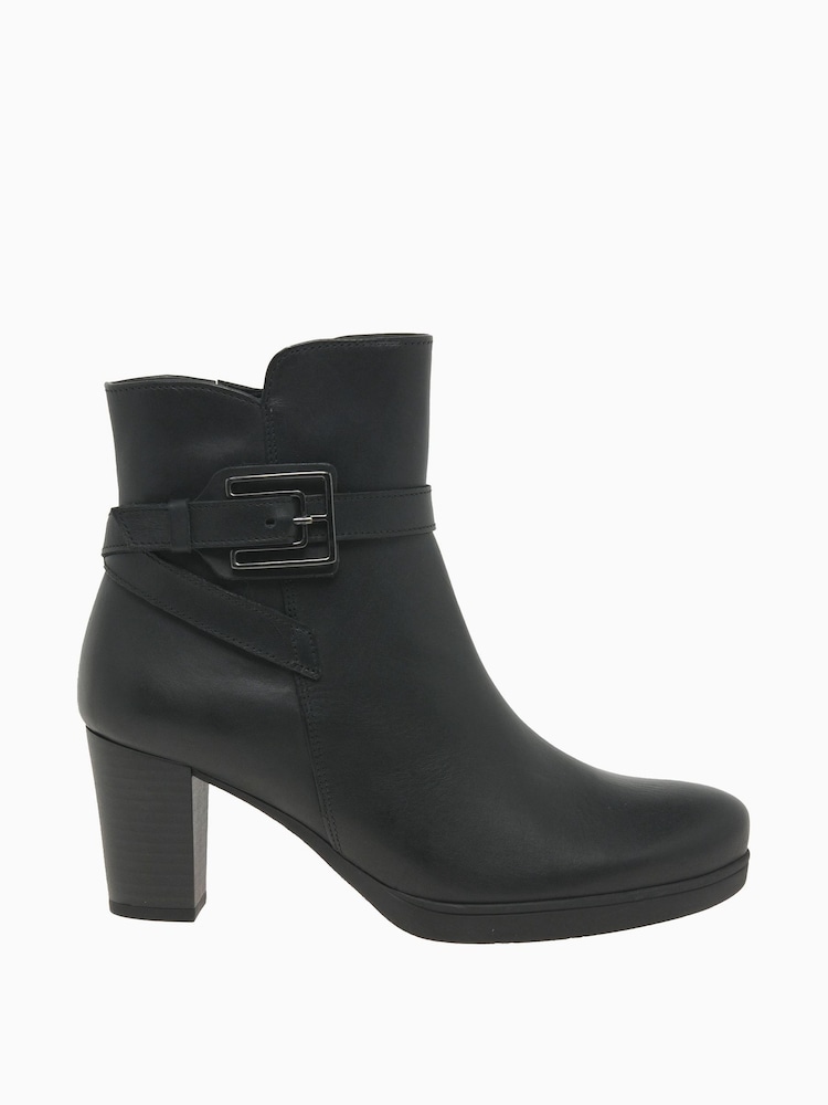 Gabor Wide Fit Vaad Black Leather Ankle Boots - Image 1 of 5