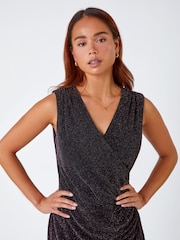 Roman Pink Petite Ruched Wrap Stretch Dress - Image 4 of 5